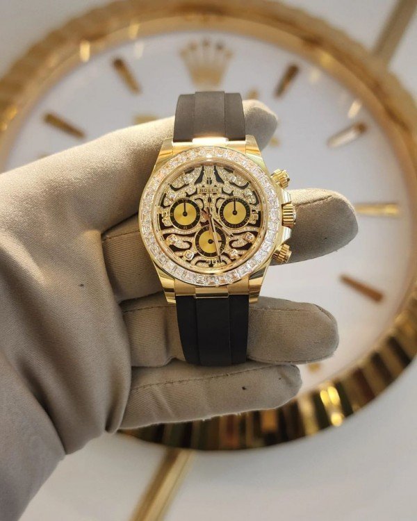 Rolex Daytona Diamond Tiger Gold Oyster Flex TOP PREMIUM QUALITY WATCH