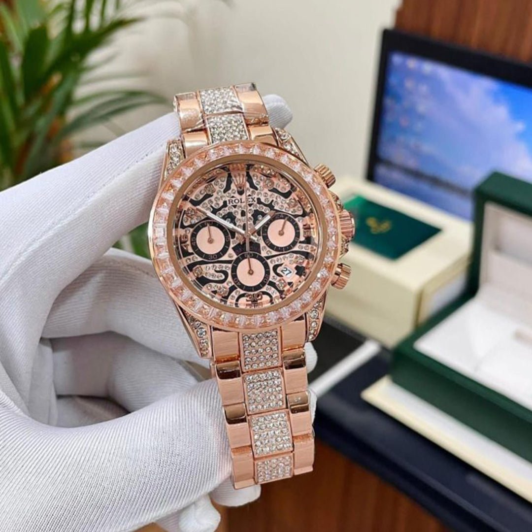 Rolex Daytona Diamond Tiger RoseGold Oyster Strap